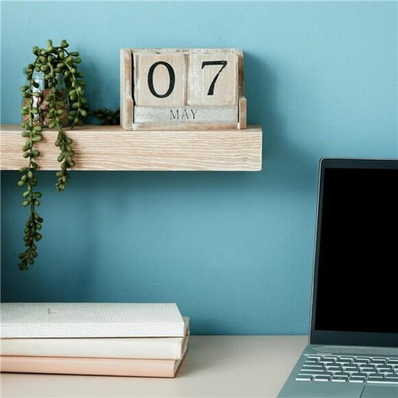 Wooden Perpetual Block Calendar Desk Rustic Farmhouse Decor Office Classroom Dis - Picture 4 of 7